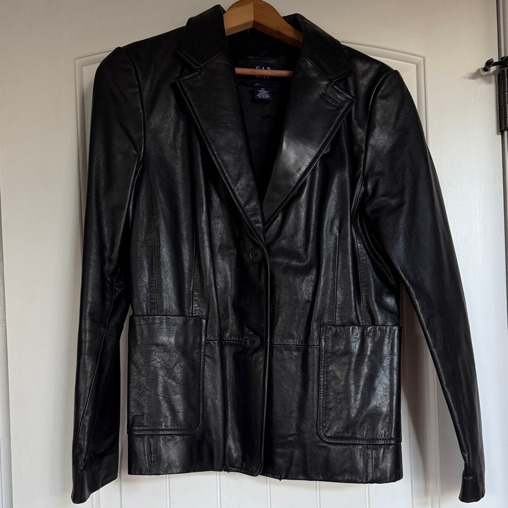 Vintage GAP Black Leather Blazer Jacket - Women